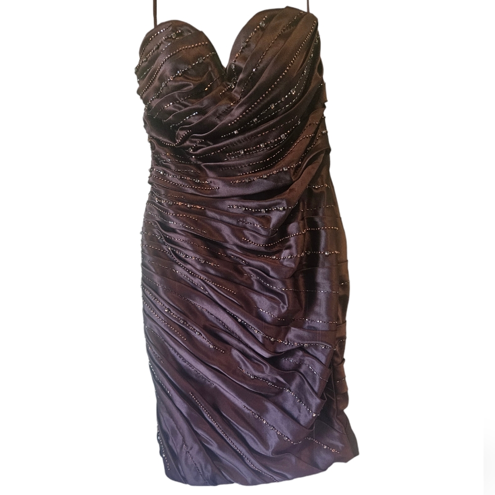 Jovani Strapless Heart Neckline Brown Short Dress. Size 6